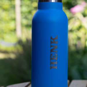 Blauwe RVS drinkfles – met persoonlijke gravering (optie)