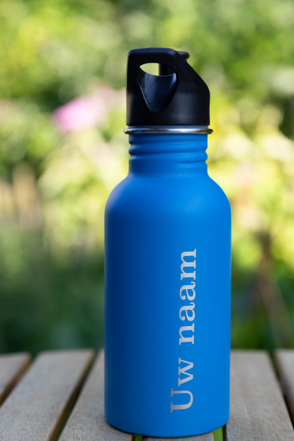 Blauwe RVS drinkfles – met gravering van Jovink & uw naam (optie) - Afbeelding 4