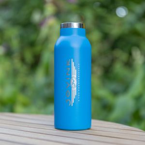 Blauwe RVS drinkfles – met gravering van Jovink & uw naam (optie)