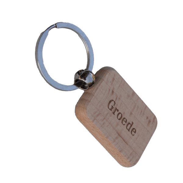 Rechthoekige houten sleutelhanger – met naam of plaats
